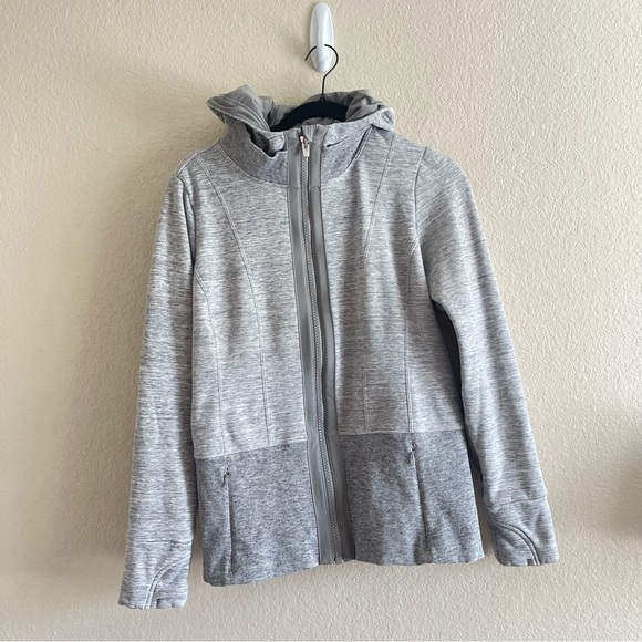 Athleta Fitted Victory Hoodie in Gray Full Zip Sweatshirt Womens Size Medium - Picture 2 of 10